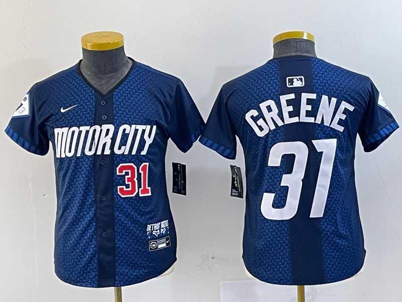 Youth Detroit Tigers #31 Riley Greene 2024 Navy City Connect Cool Base Limited Stitched Jerseys->mlb womens jerseys->MLB Jersey
